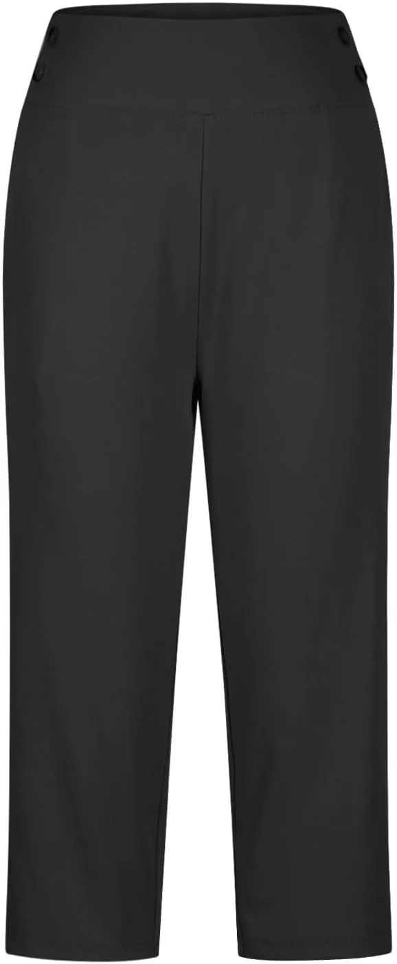 2025 Capri Pants for Women Petite Length High Waist Tummy Control Cropped Pants Dressy Trousers with Pockets