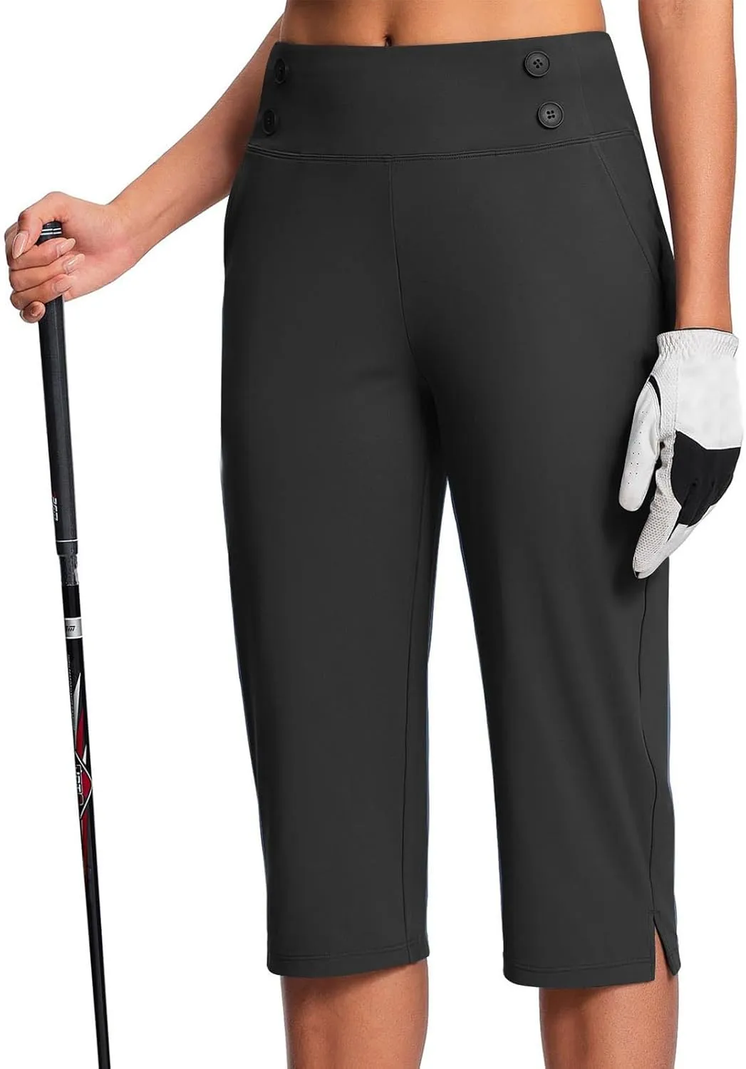 2025 Capri Pants for Women Petite Length High Waist Tummy Control Cropped Pants Dressy Trousers with Pockets