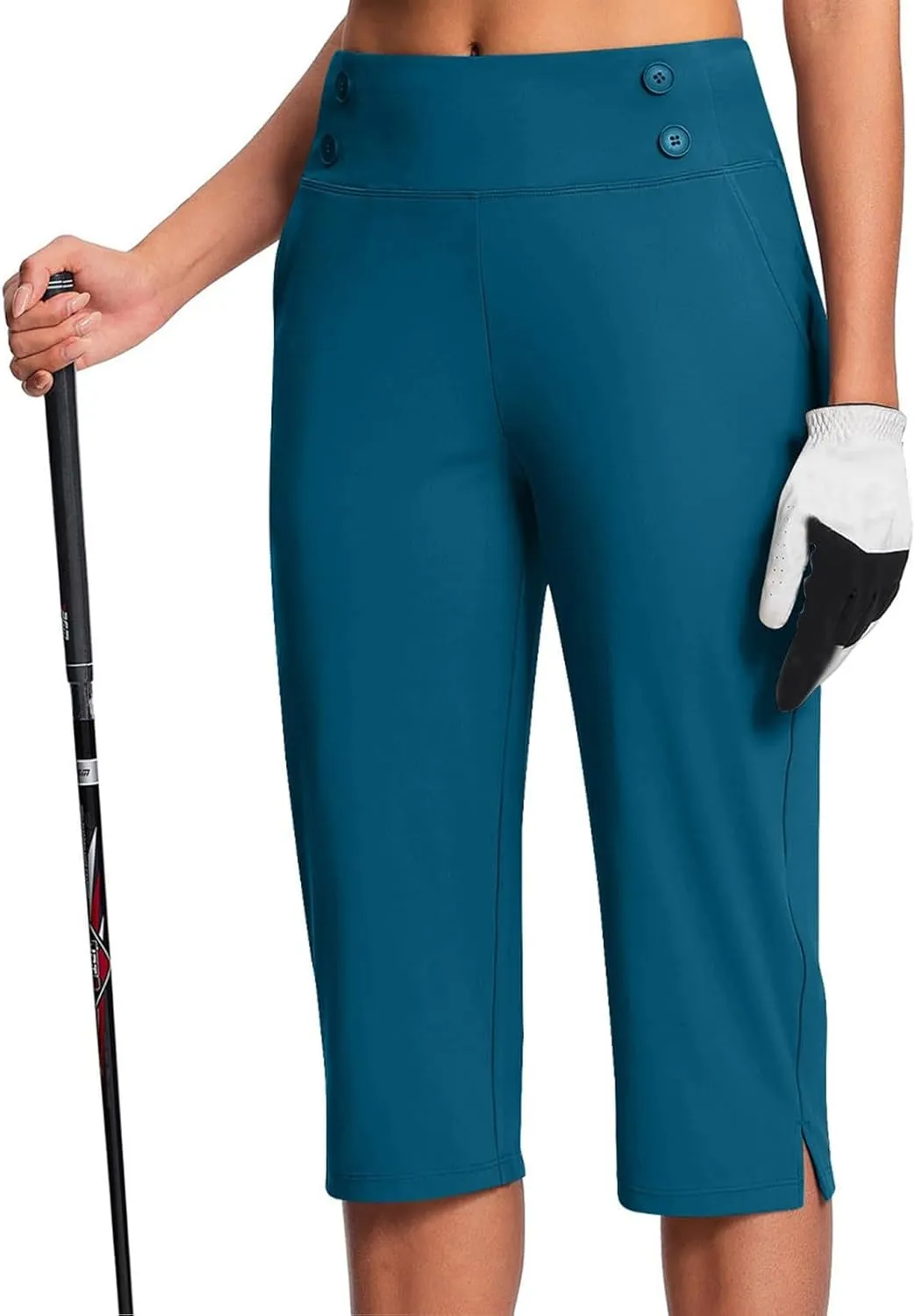 2025 Capri Pants for Women Petite Length High Waist Tummy Control Cropped Pants Dressy Trousers with Pockets