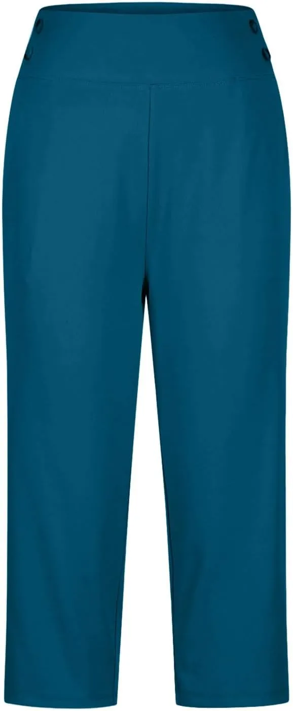 2025 Capri Pants for Women Petite Length High Waist Tummy Control Cropped Pants Dressy Trousers with Pockets