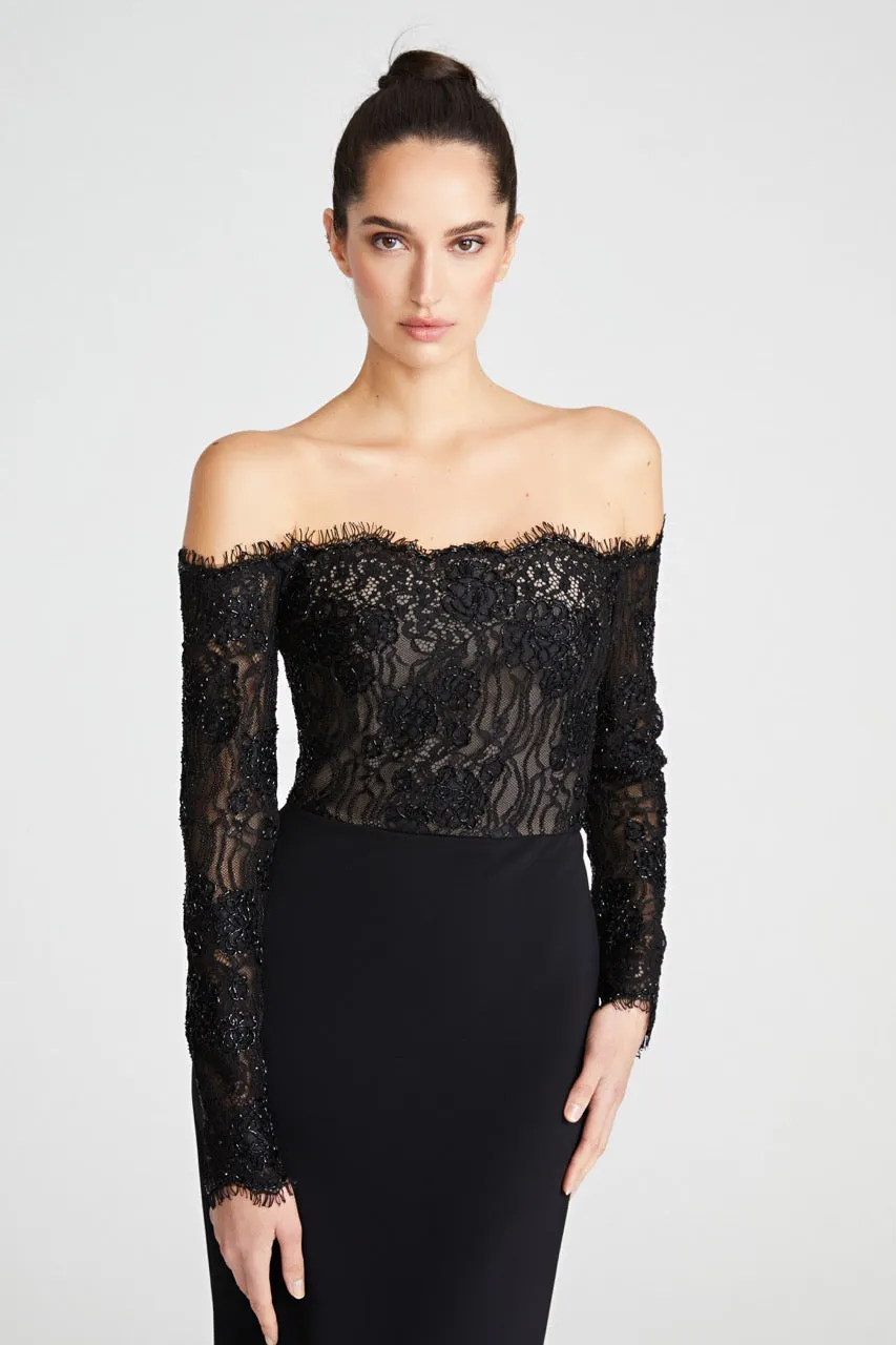Andrina Lace Off Shoulder Gown