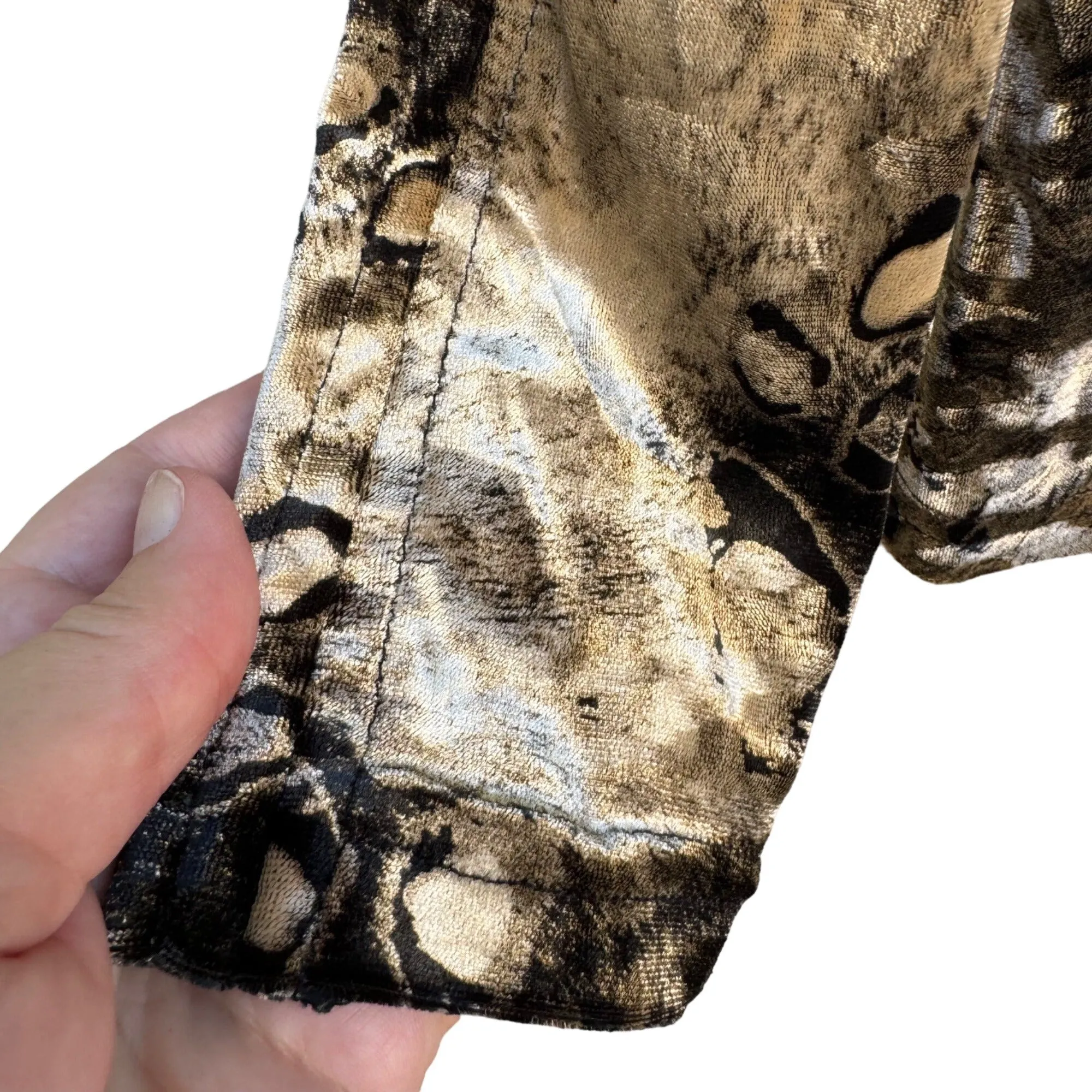 Artex Collection Women's Velour V Neck Animal Print Long Sleeve Blouse Top - Med