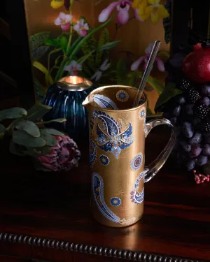 Baby Blue Paisley Gilded Cocktail Pitcher
