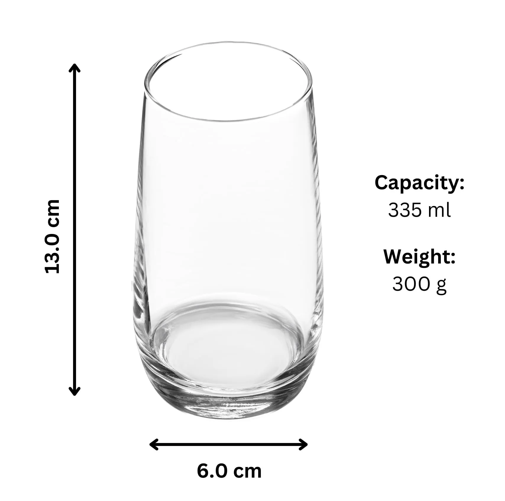 Bar&More | Musica | Premium Cocktail Glass | Set of 6 | 335ml & 300g | Martini, Negroni, Margarita, Daiquiri Glass | Glassware Gift Set | Elegant Tall Crystal Highball Juice Glasses
