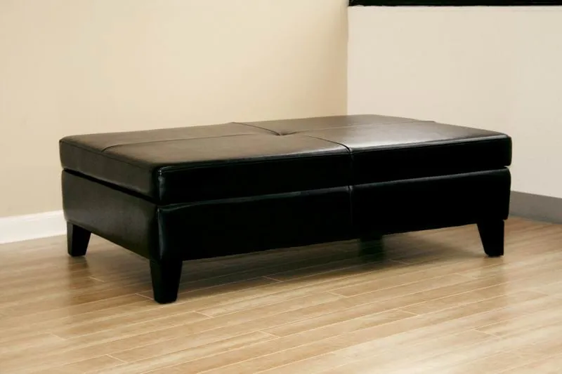 Baxton Studio Sandusky Full Leather Cocktail Ottoman