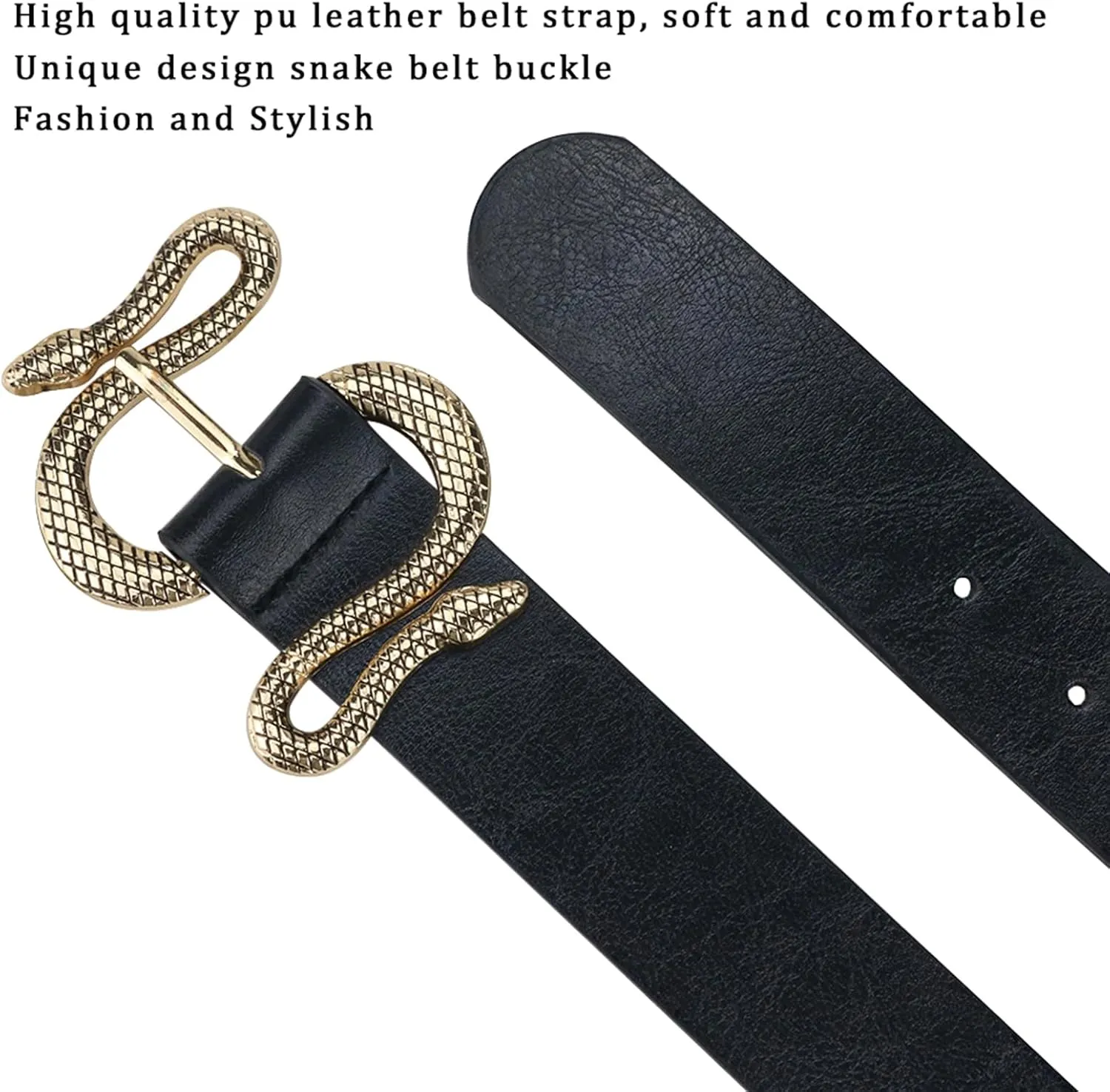 Belts for Women,Women Fashion Leather Belt for Dress with Snake Buckle