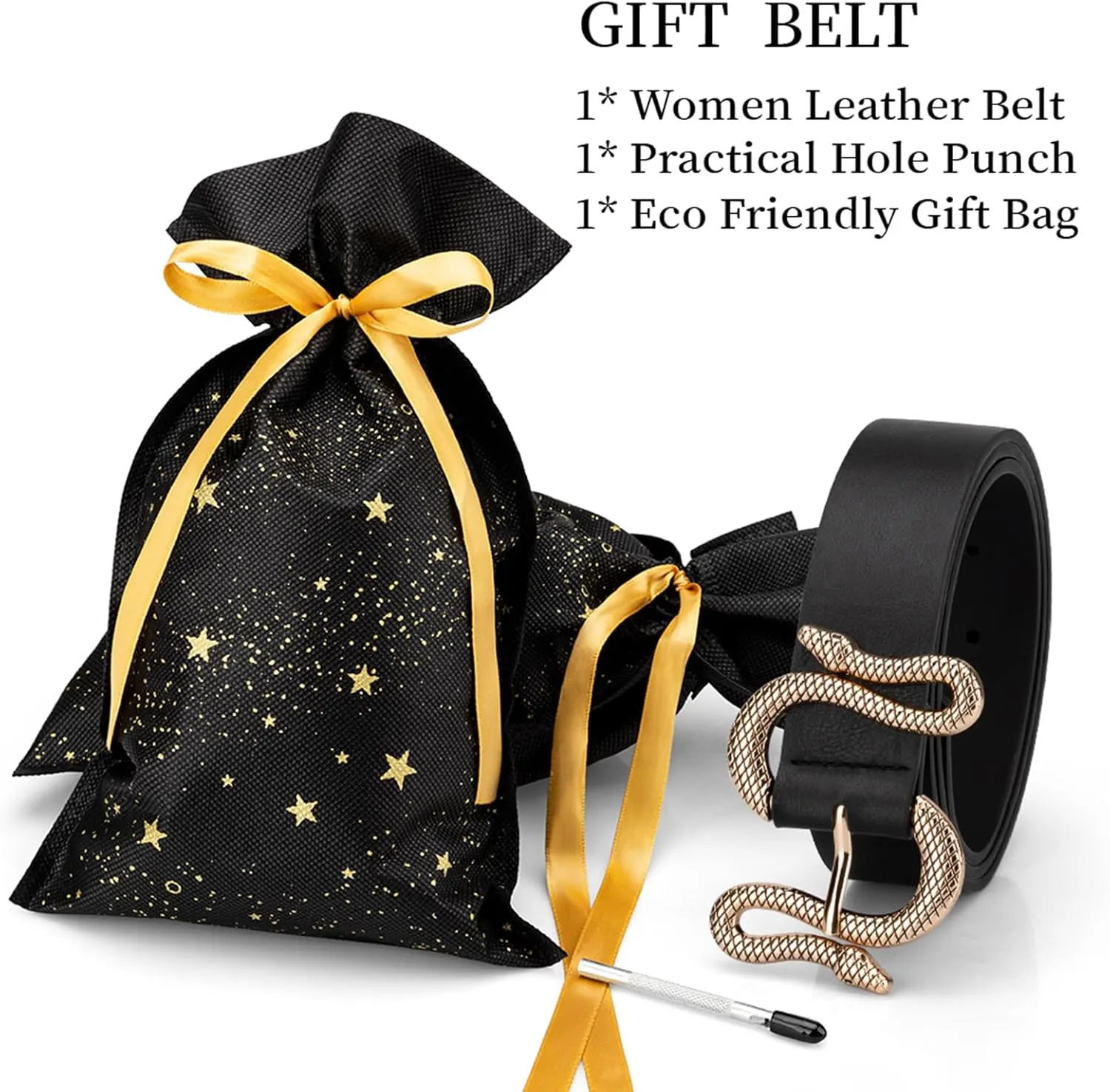 Belts for Women,Women Fashion Leather Belt for Dress with Snake Buckle