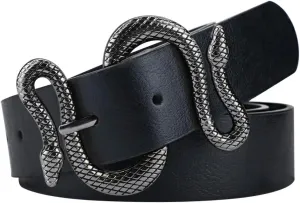 Belts for Women,Women Fashion Leather Belt for Dress with Snake Buckle