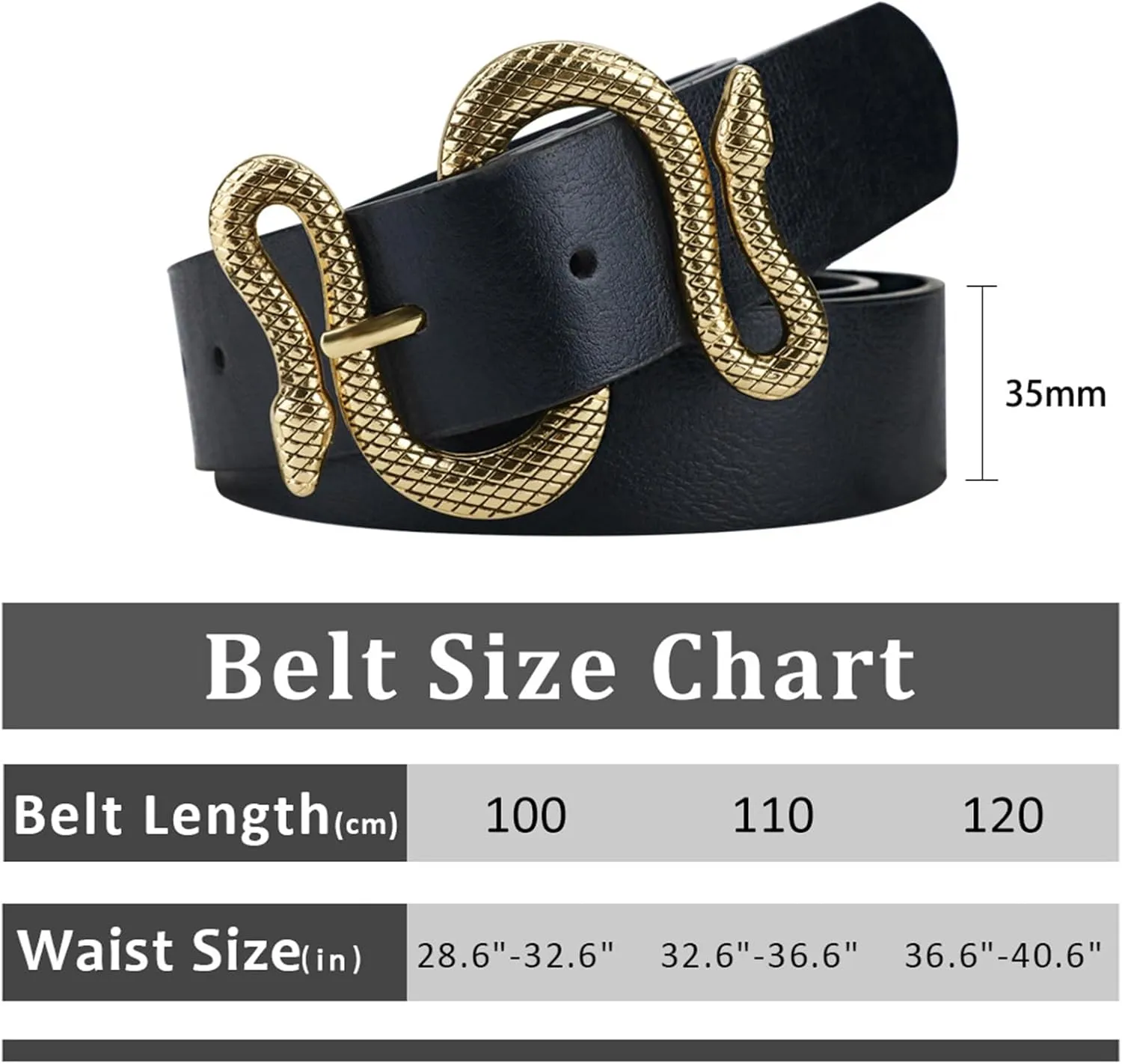 Belts for Women,Women Fashion Leather Belt for Dress with Snake Buckle