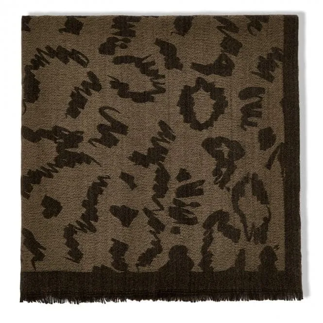Black/Brown Leopard Printed Blanket Scarf KLS517