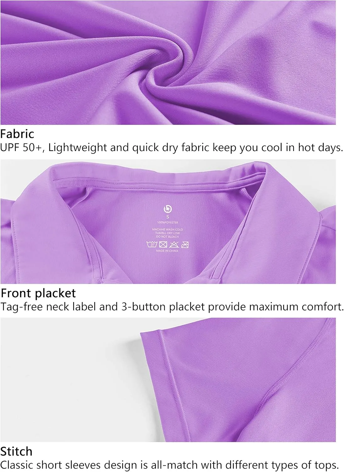 BUBBLELIME Women's UPF 50  Sun Protection Short Sleeve Polo Athletic Tennis Golf Shirts Quick Dry Outdoor Sports Shirts Tops