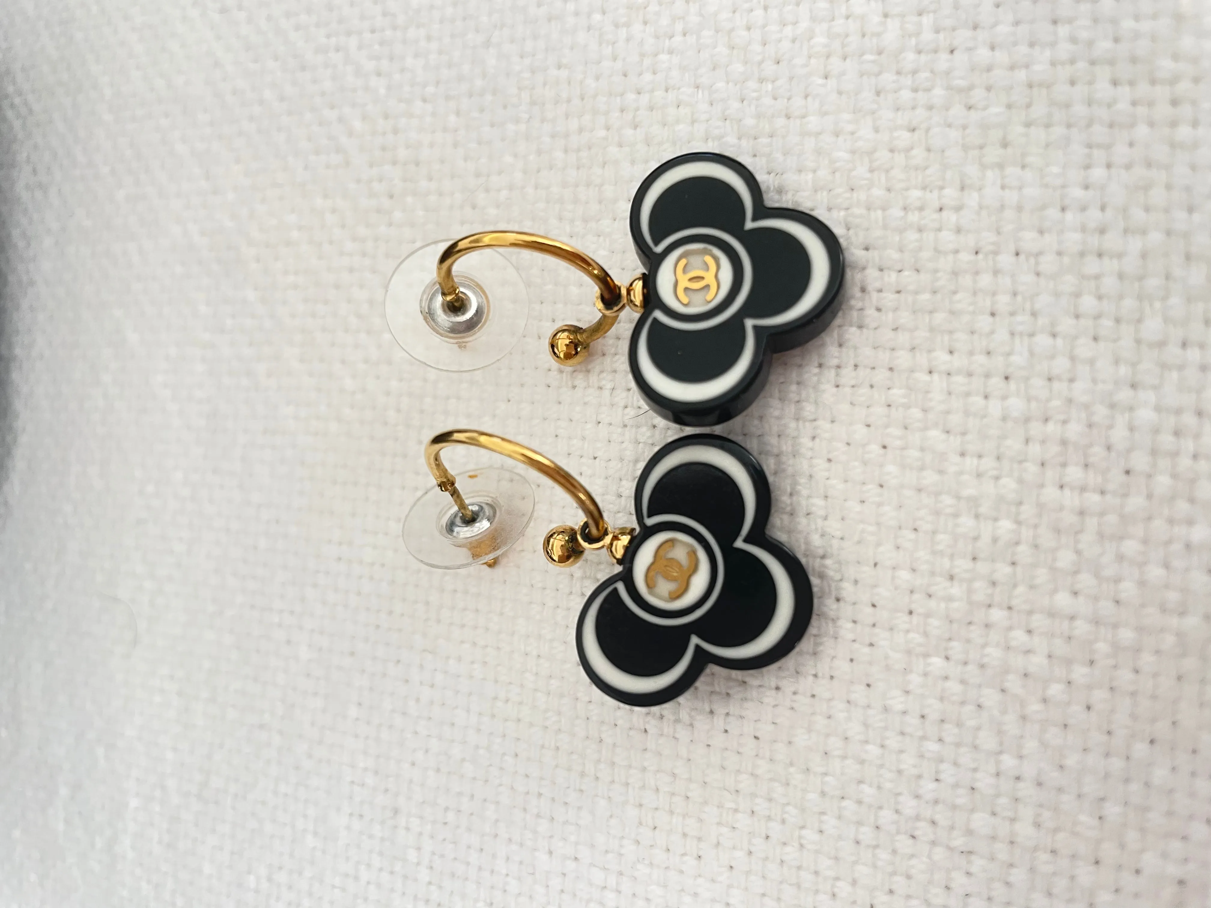 Chanel Floral Huggie Earrings