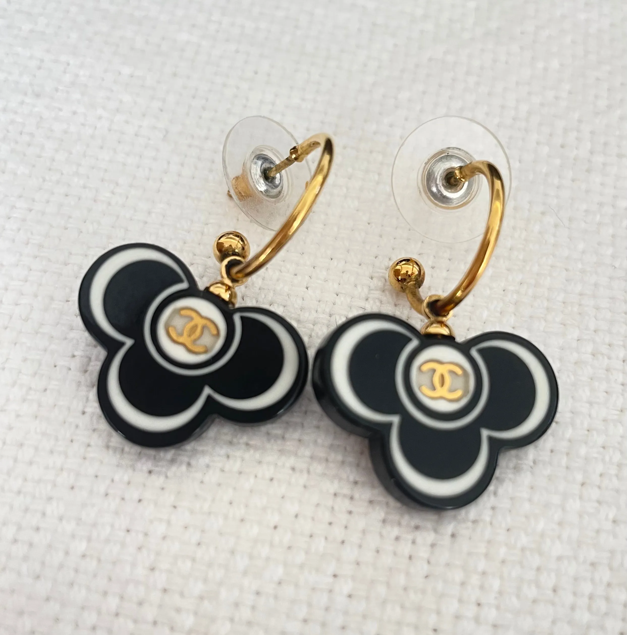 Chanel Floral Huggie Earrings