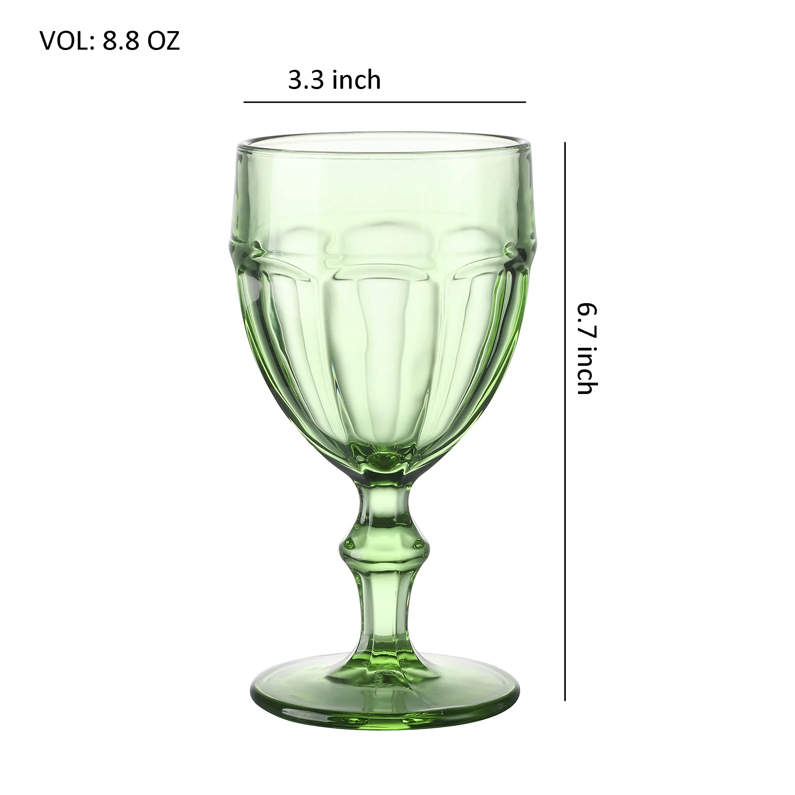 Colored Water Glasses With Stem, Footed Iced Beverage Goblets, Set Of 6 (Amber Color)