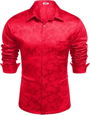 COOFANDY Mens Luxury Satin Dress Shirt Shiny Silk Long Sleeve Button Up Shirts Wedding Shirt Party Prom
