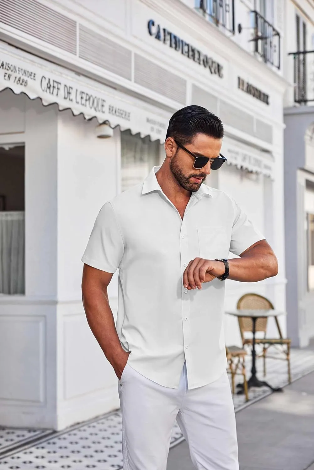 COOFANDY Mens Short Sleeve Dress Shirts Wrinkle Free Business Casual Button Down Shirt with Pocket