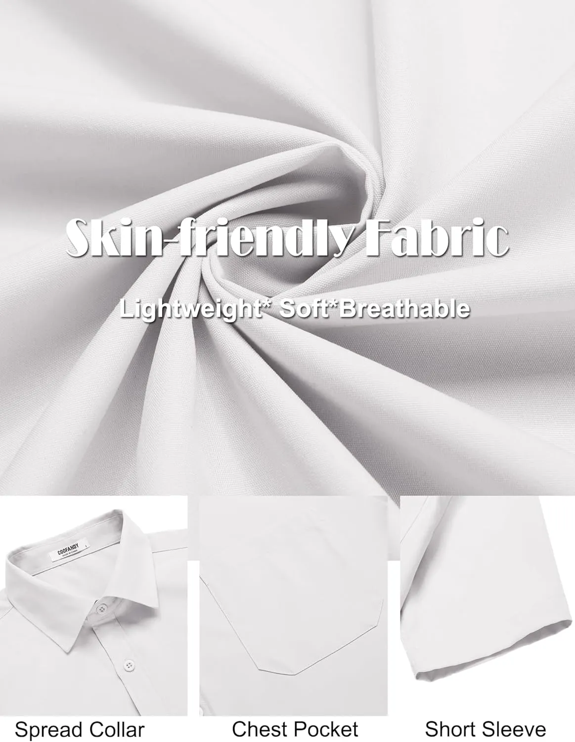 COOFANDY Mens Short Sleeve Dress Shirts Wrinkle Free Business Casual Button Down Shirt with Pocket