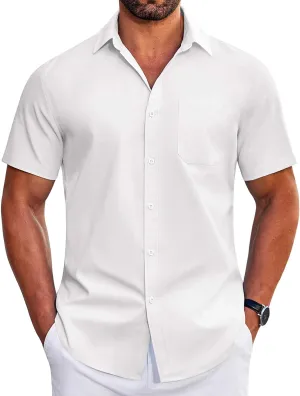 COOFANDY Mens Short Sleeve Dress Shirts Wrinkle Free Business Casual Button Down Shirt with Pocket