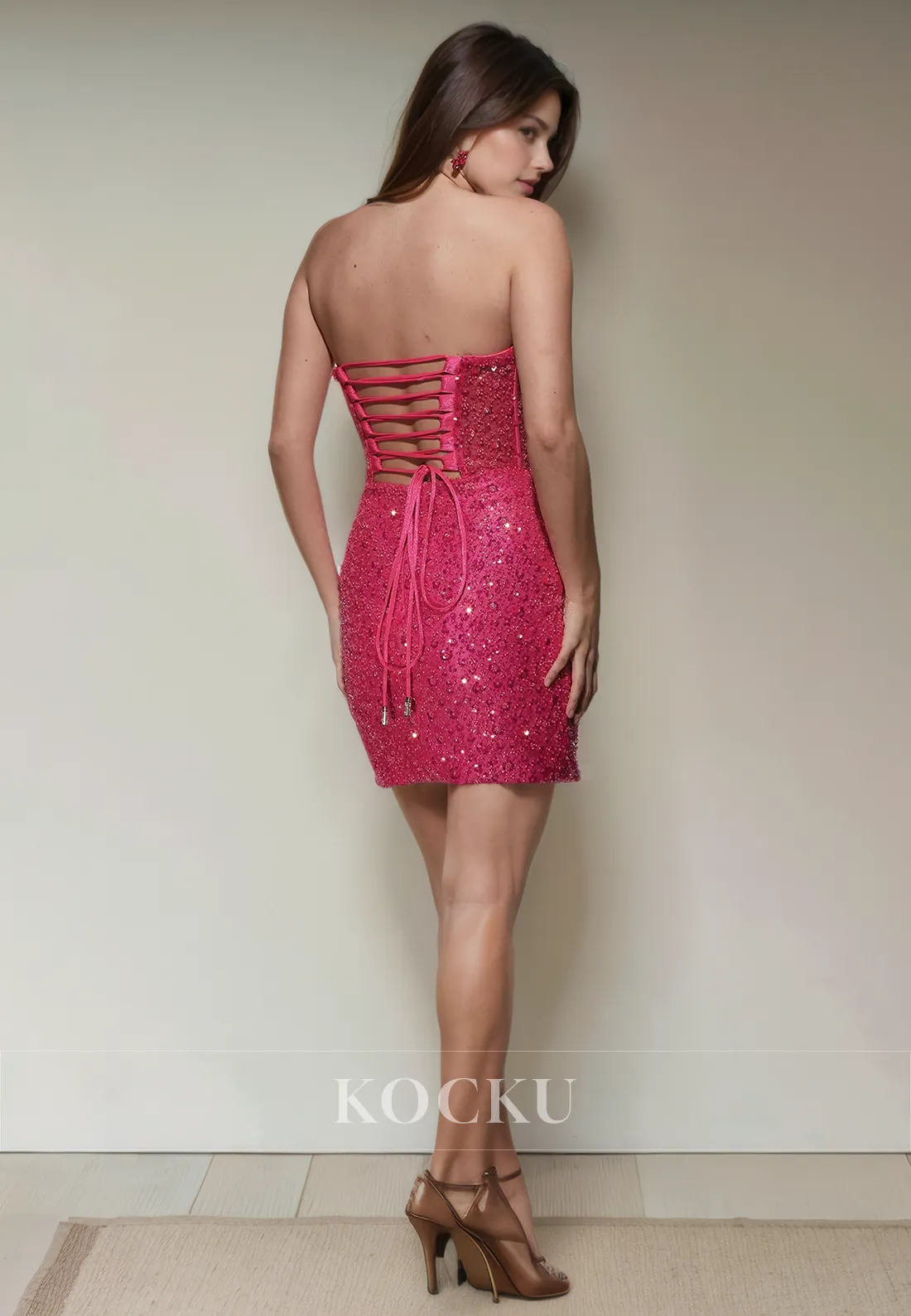 Couture & Ornate Sweetheart Sleeveless Sparkly Sequined Sheath Party Homecoming Dress