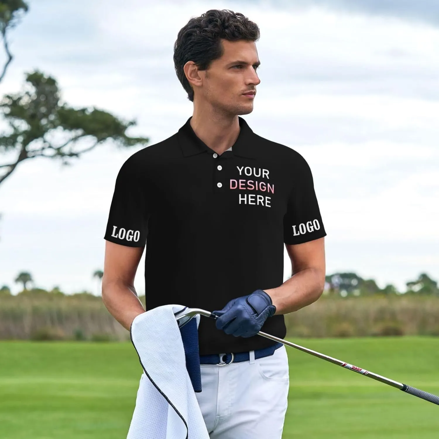 Custom Polo Shirt for Men Design Your Own Personalized Golf T Shirts Tee Front Print Text Photo Logo Name