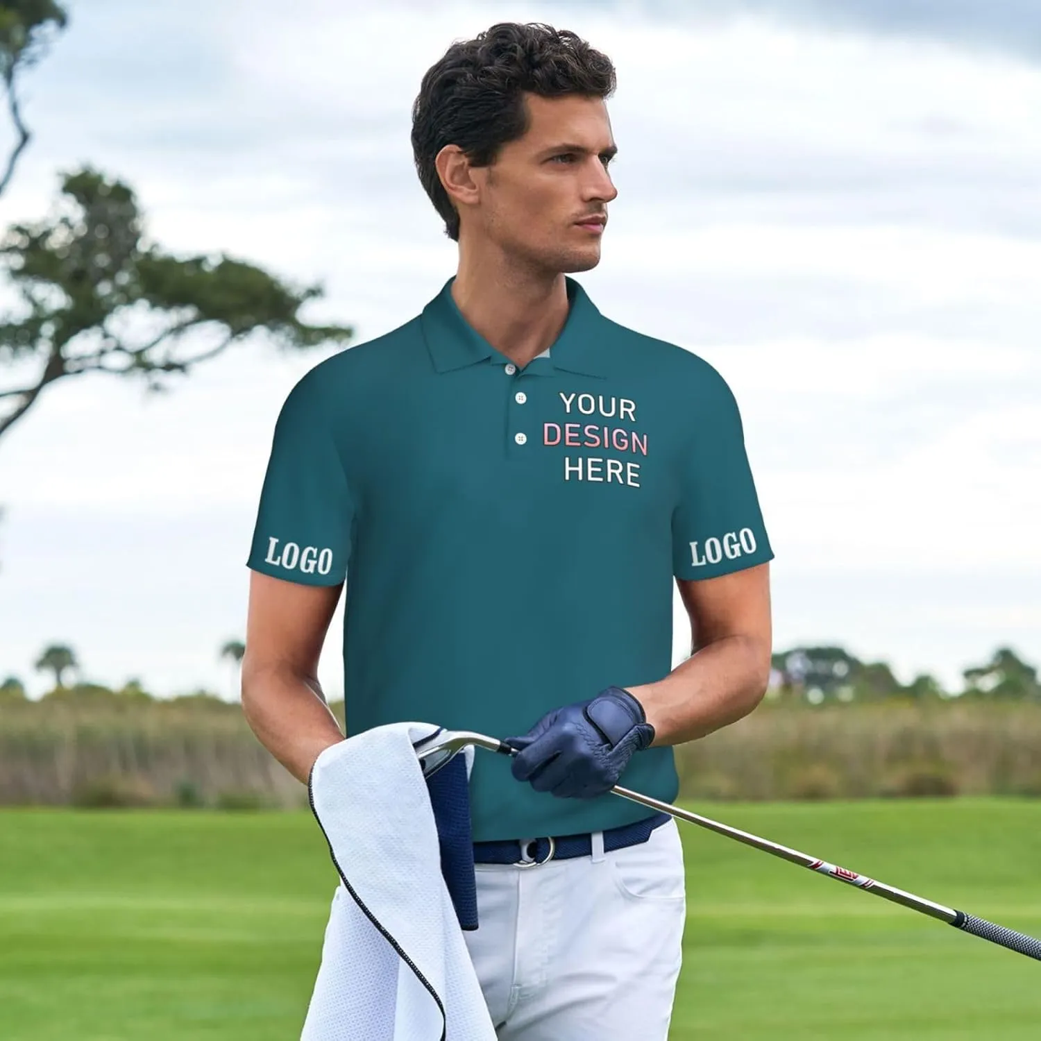 Custom Polo Shirt for Men Design Your Own Personalized Golf T Shirts Tee Front Print Text Photo Logo Name