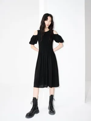 Cut Shoulder Smocked Dress