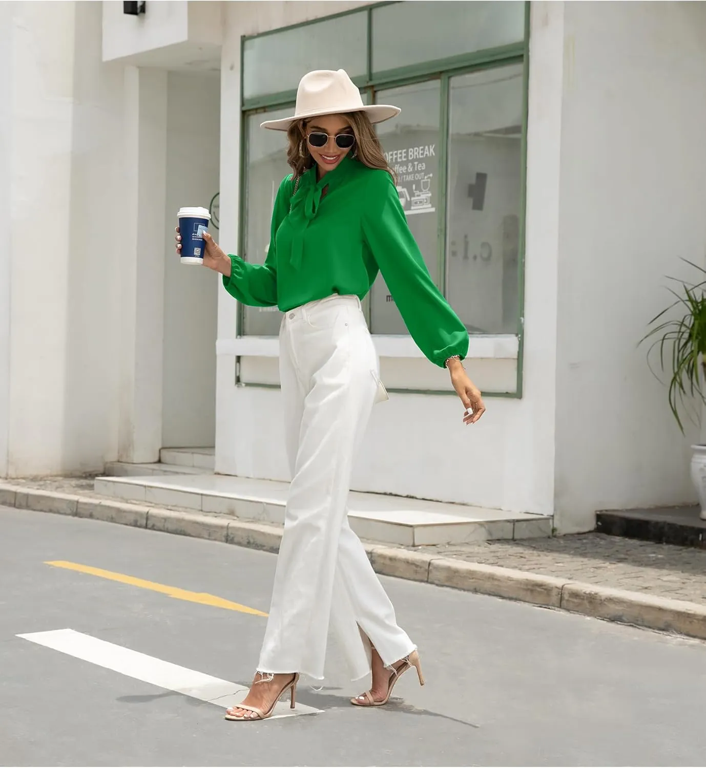 CZYINXIAN Womens Dressy Chiffon Blouse Business Work Casual Tie Neck Shirt Tops