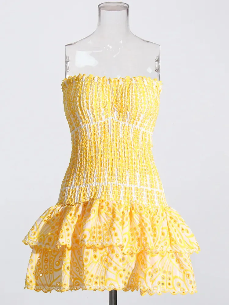 Dress For Women Strapless Sleeveless Off Mini Dresses Female Clothing
