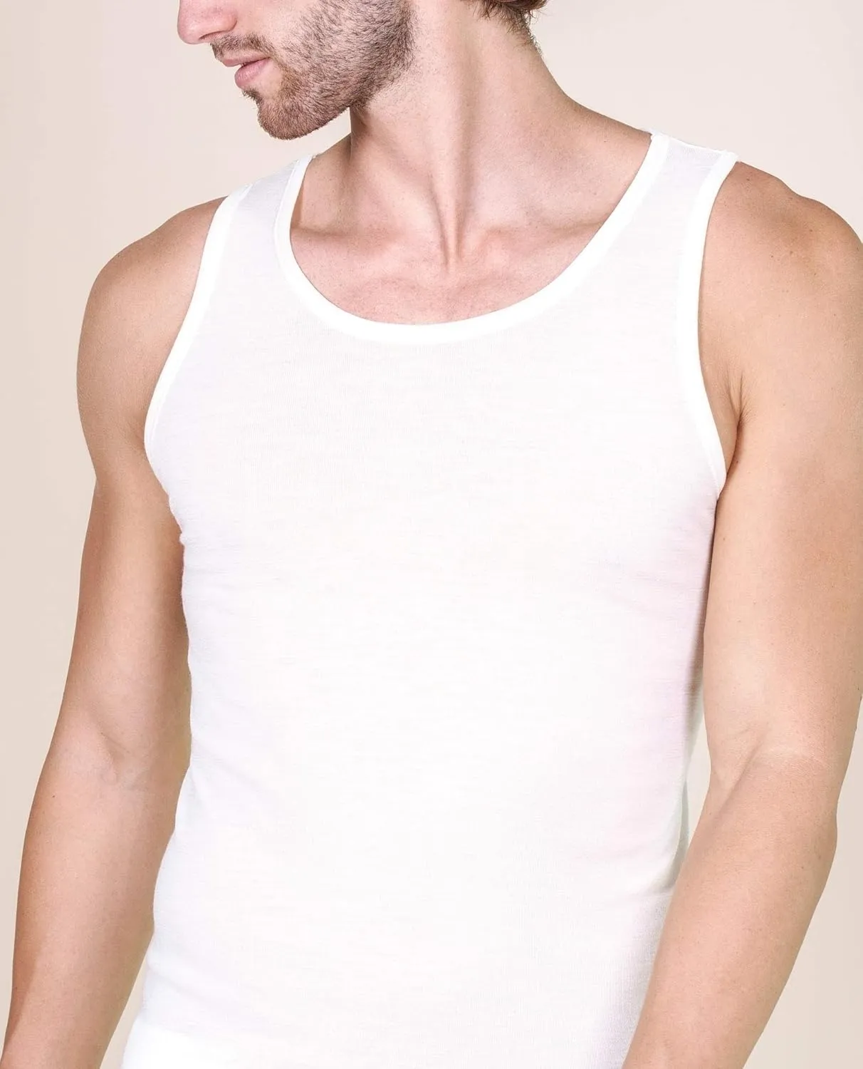 EGI  Luxury Wool Silk Men's Sleeveless Shirt Muscle Tank Top. Proudly Made in Italy.