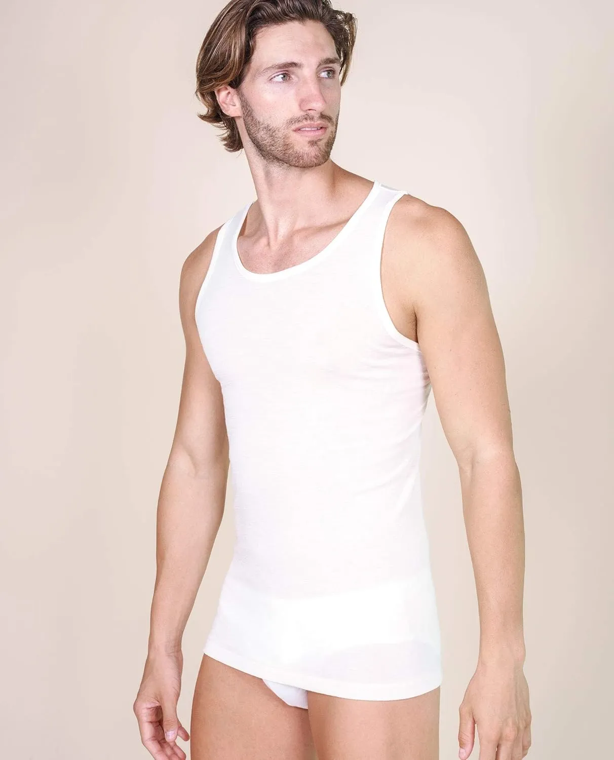 EGI  Luxury Wool Silk Men's Sleeveless Shirt Muscle Tank Top. Proudly Made in Italy.