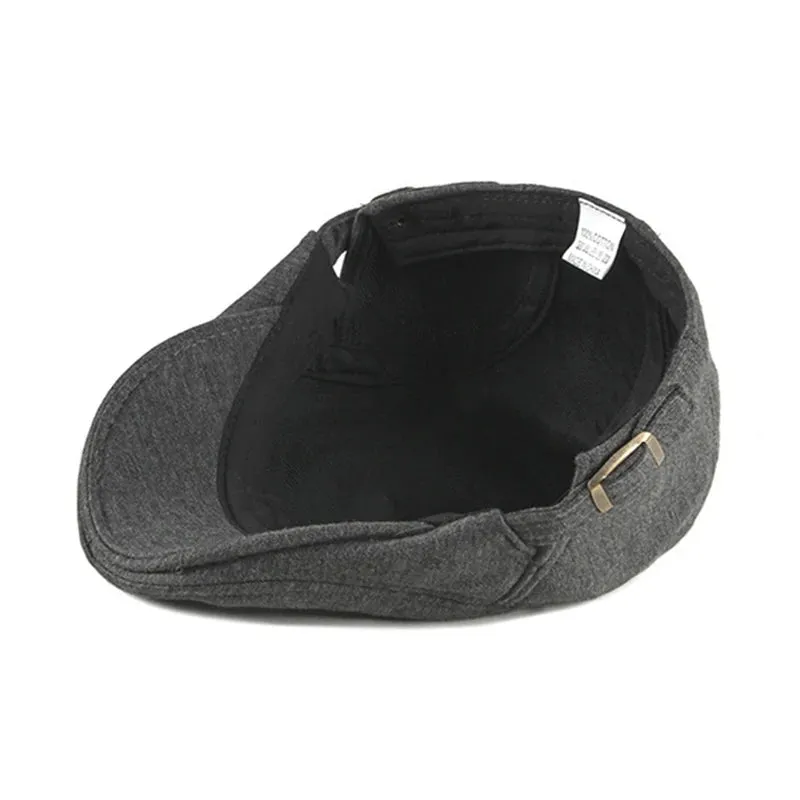 Elegant Solid Color Cotton Flat Cap