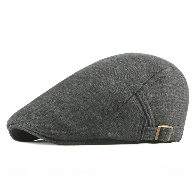 Elegant Solid Color Cotton Flat Cap