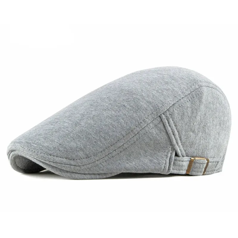 Elegant Solid Color Cotton Flat Cap