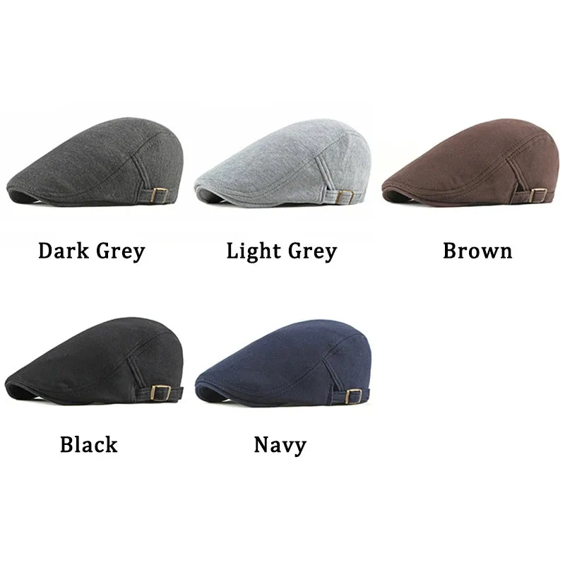 Elegant Solid Color Cotton Flat Cap