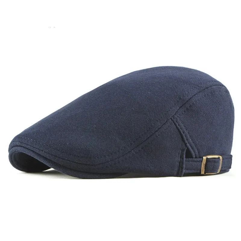 Elegant Solid Color Cotton Flat Cap