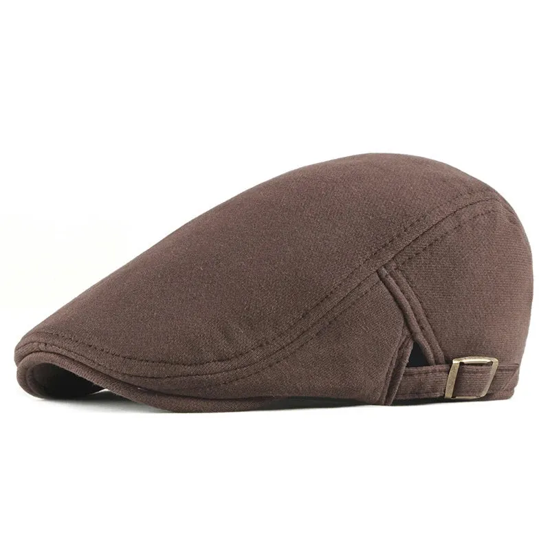 Elegant Solid Color Cotton Flat Cap