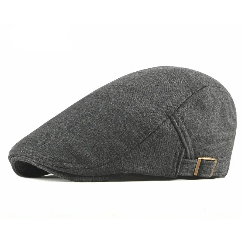 Elegant Solid Color Cotton Flat Cap