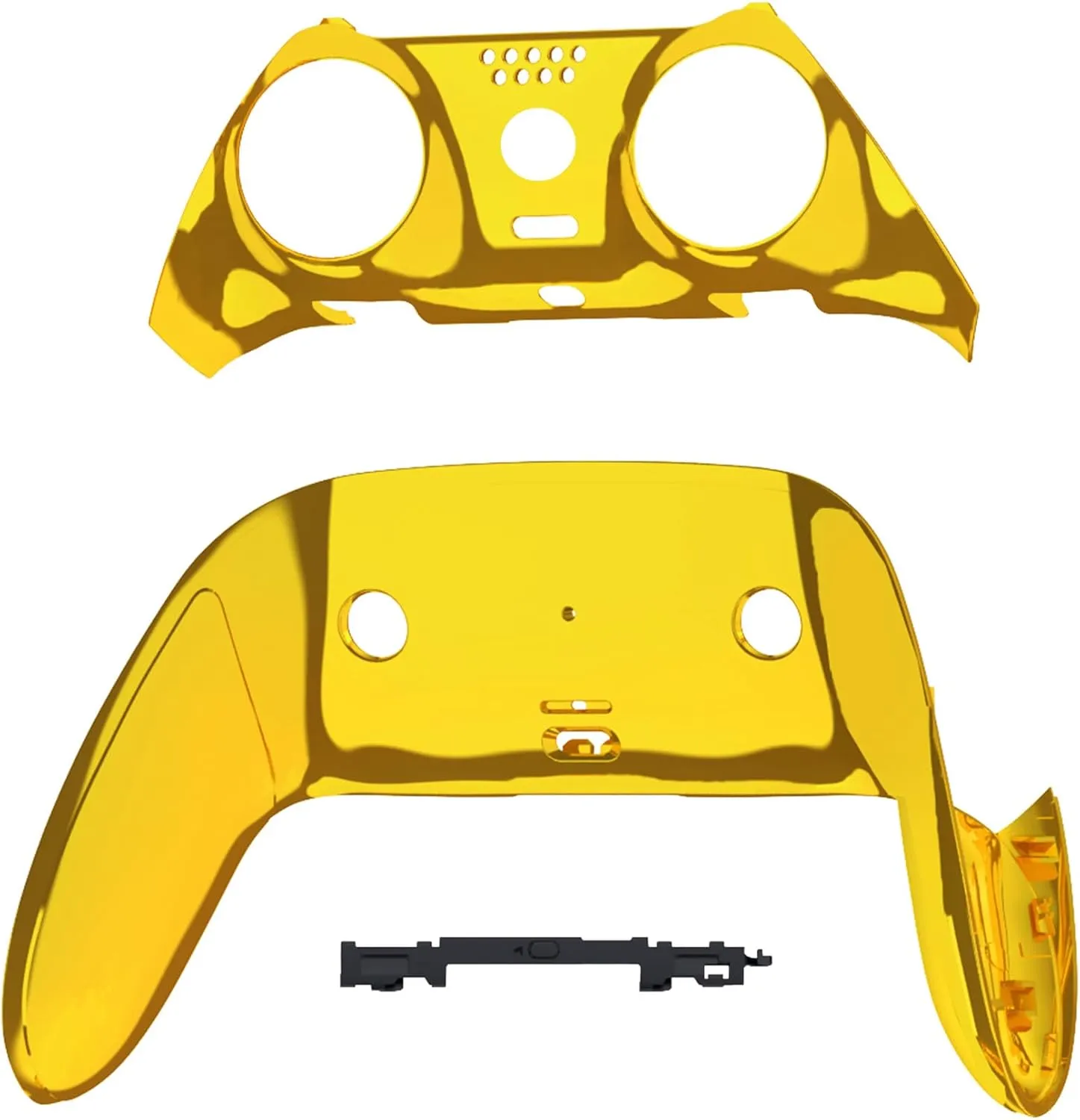 eXtremeRate Top Bottom Decorative Trim Shell Compatible with p s 5 Edge Controller DIY Replacement Front Back Clip Shell, Custom Chrome Gold Plates Cover Compatible with p s 5 Edge Controller