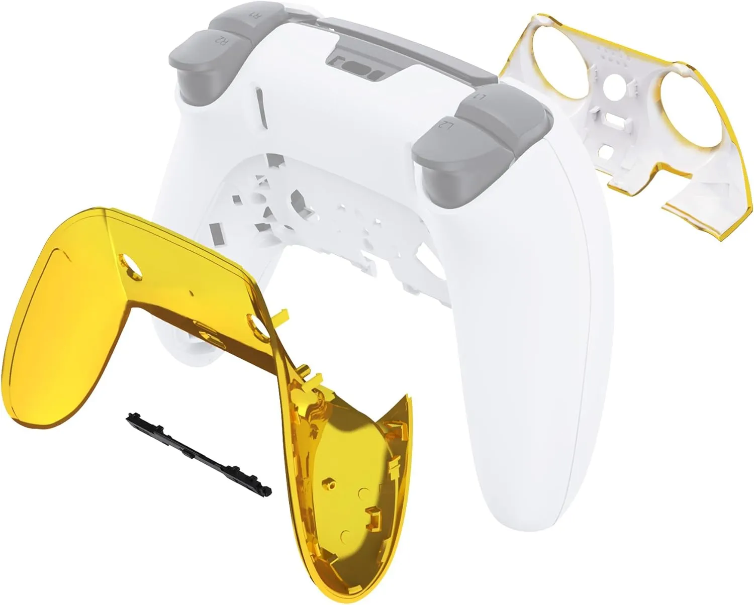 eXtremeRate Top Bottom Decorative Trim Shell Compatible with p s 5 Edge Controller DIY Replacement Front Back Clip Shell, Custom Chrome Gold Plates Cover Compatible with p s 5 Edge Controller