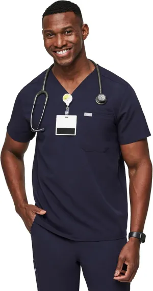 FIGS Leon Scrub Top for Men  3 Pockets, Tailored Fit, Modern V-Neck, 4-Way Stretch, Moisture-Wicking