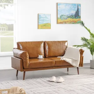 Flora Faux Leather Sofa, Caramel