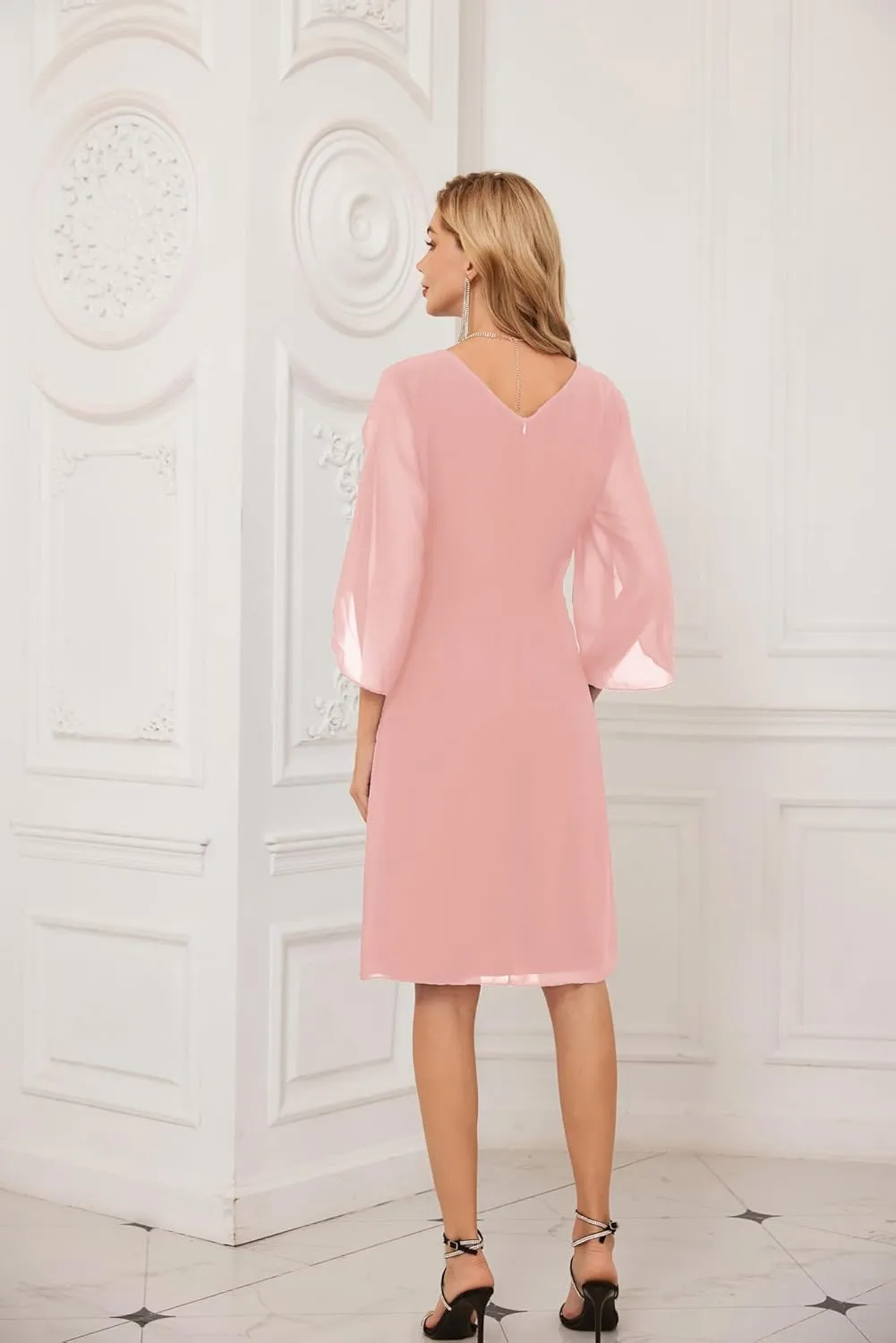 GRACE KARIN Womens Chiffon Dresses Flutter Sleeve Party Wedding Cocktail Dress Size 8-20