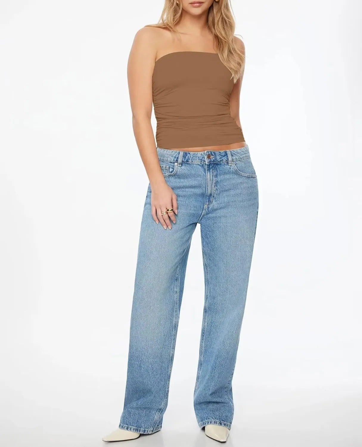 KKJ Womens Tube Tops Strapless Crop Top Ruched Basic Bandeau 2025 Summer Clothes Going Out Cute Sleeveless Fashion Shirts