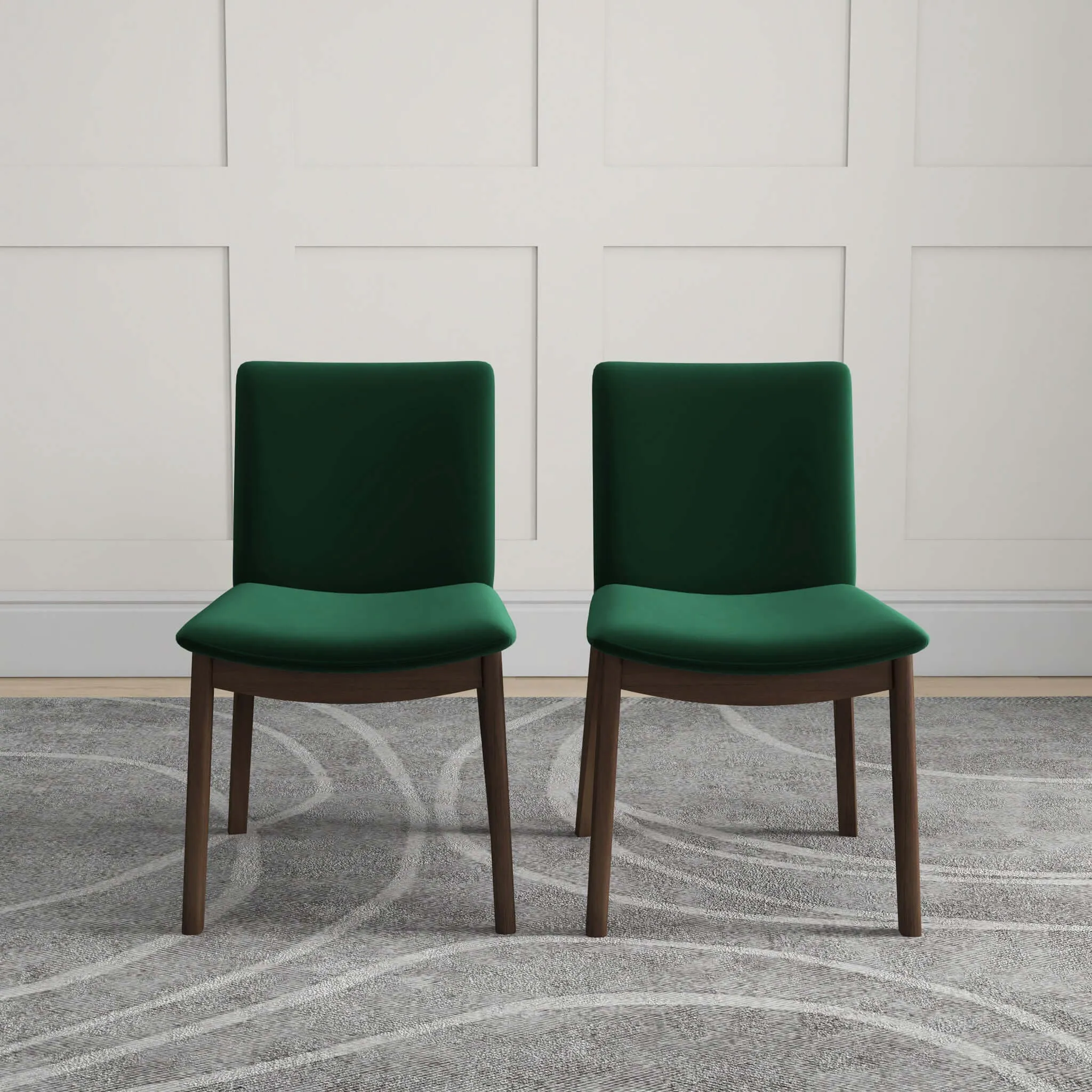Laura Mid-Century Modern Solid Wood Dining Chair (Set of 2) Burnt Orange Velvet