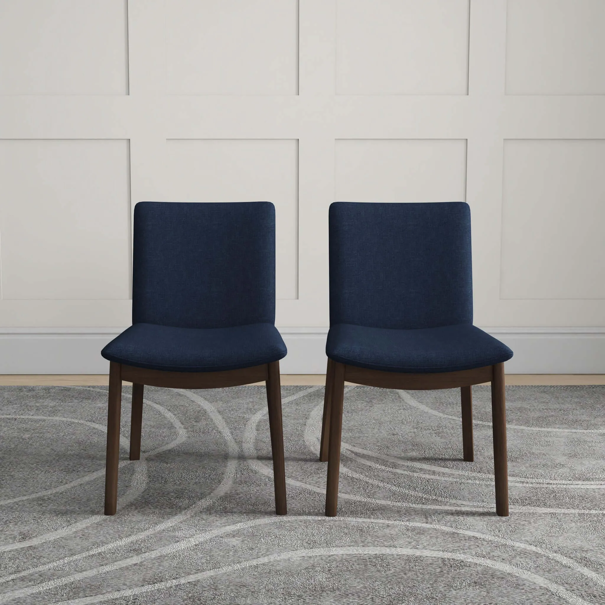 Laura Mid-Century Modern Solid Wood Dining Chair (Set of 2) Burnt Orange Velvet