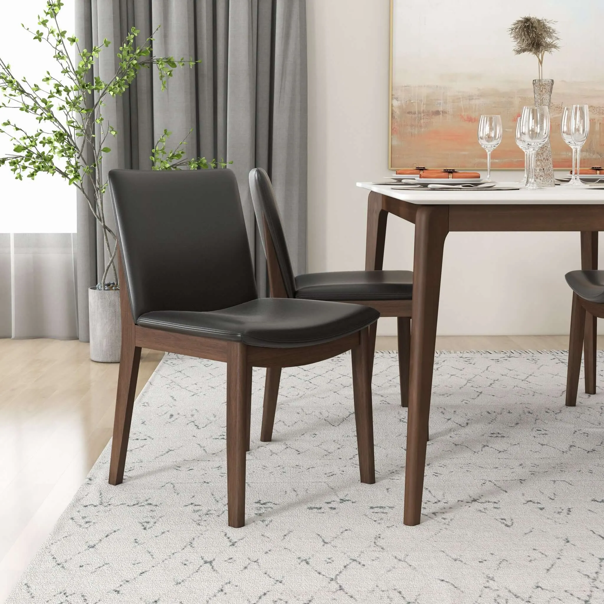 Laura Mid-Century Modern Solid Wood Dining Chair (Set of 2) Burnt Orange Velvet