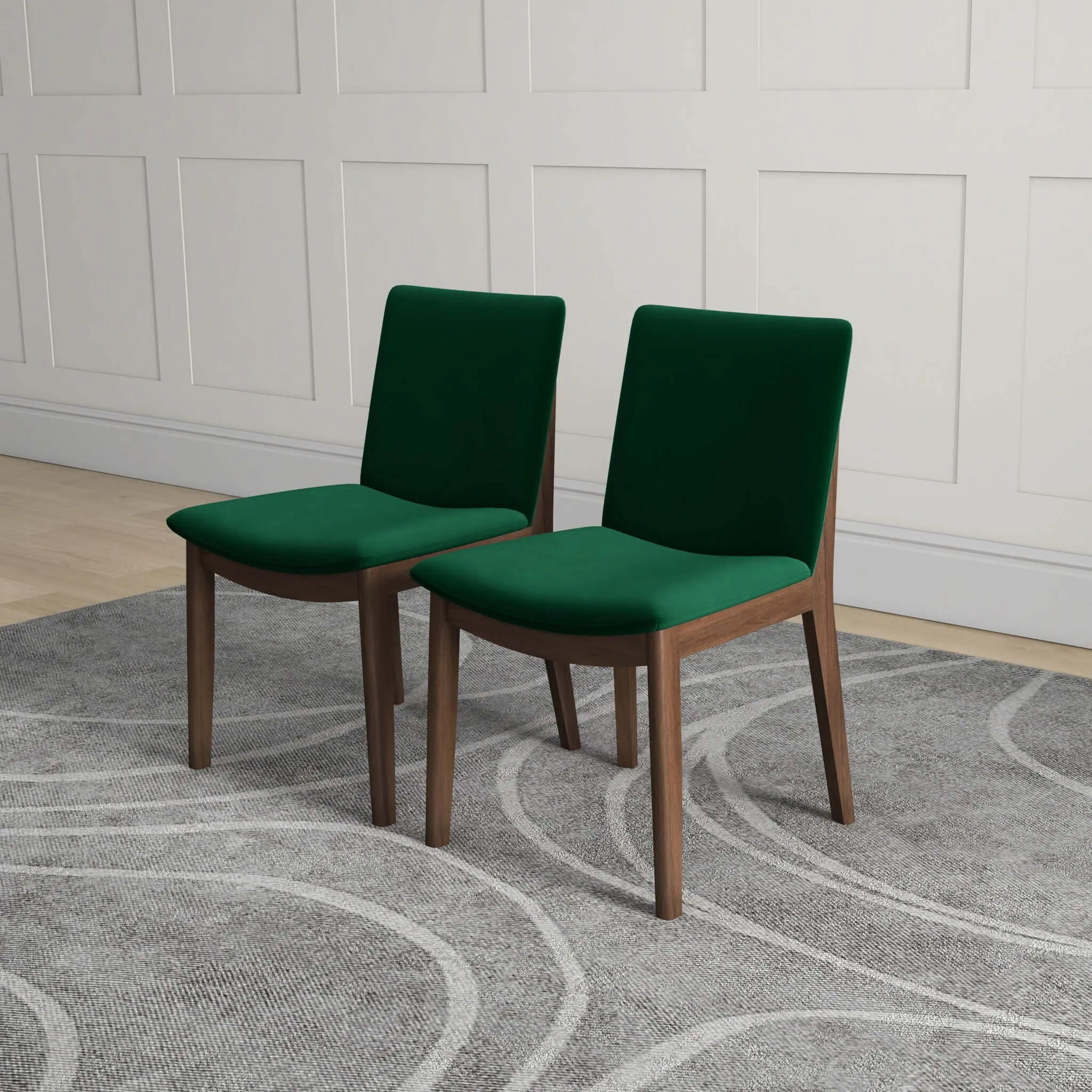 Laura Mid-Century Modern Solid Wood Dining Chair (Set of 2) Burnt Orange Velvet