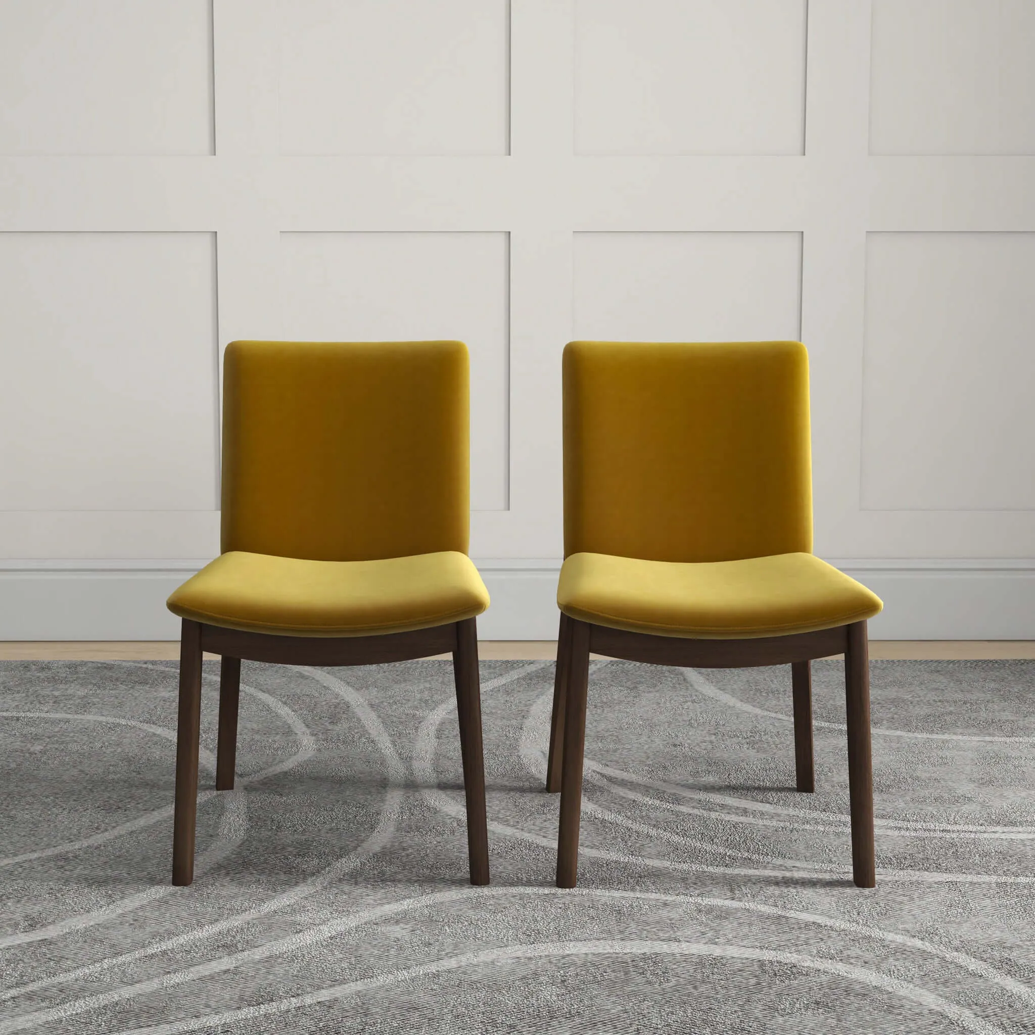 Laura Mid-Century Modern Solid Wood Dining Chair (Set of 2) Burnt Orange Velvet