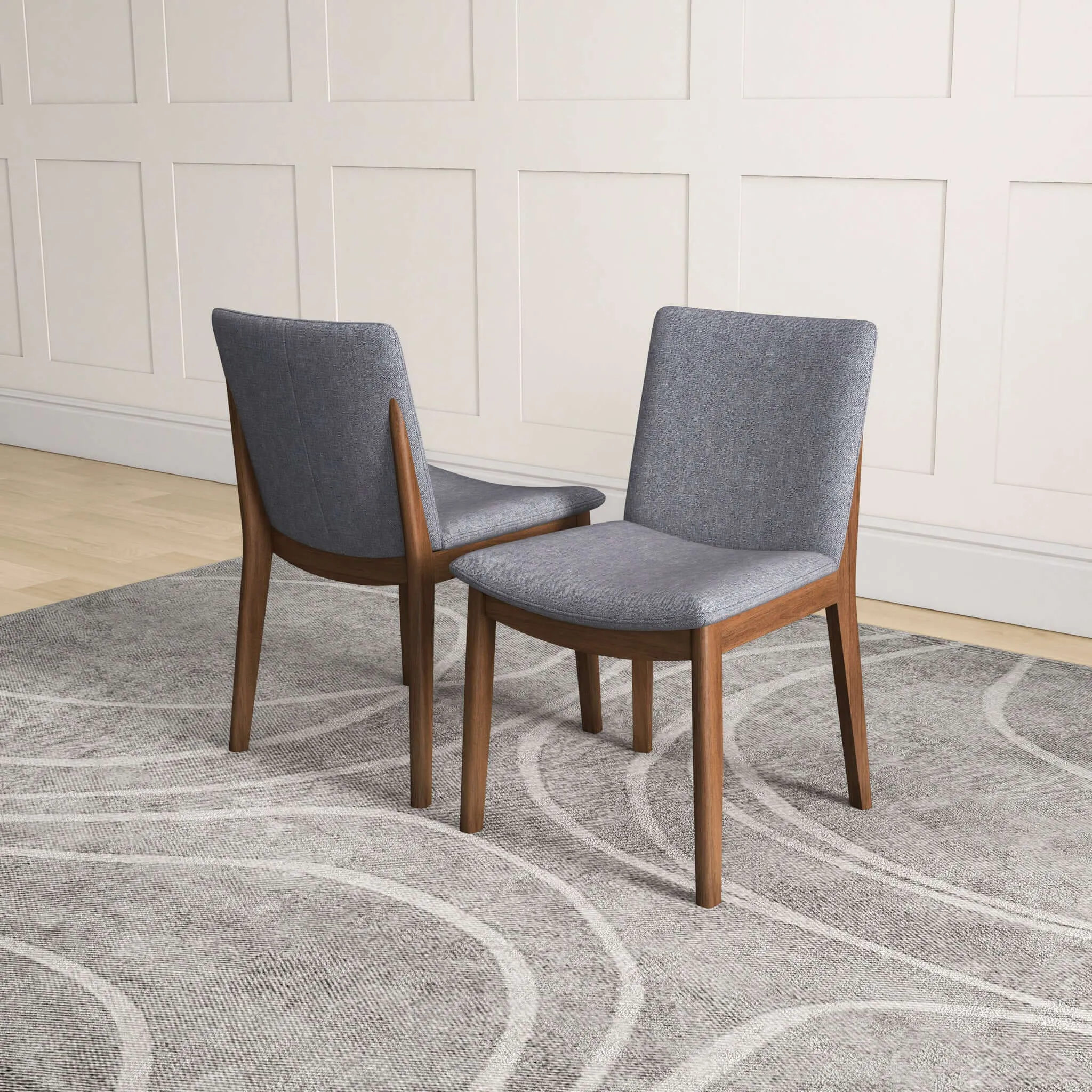 Laura Mid-Century Modern Solid Wood Dining Chair (Set of 2) Burnt Orange Velvet