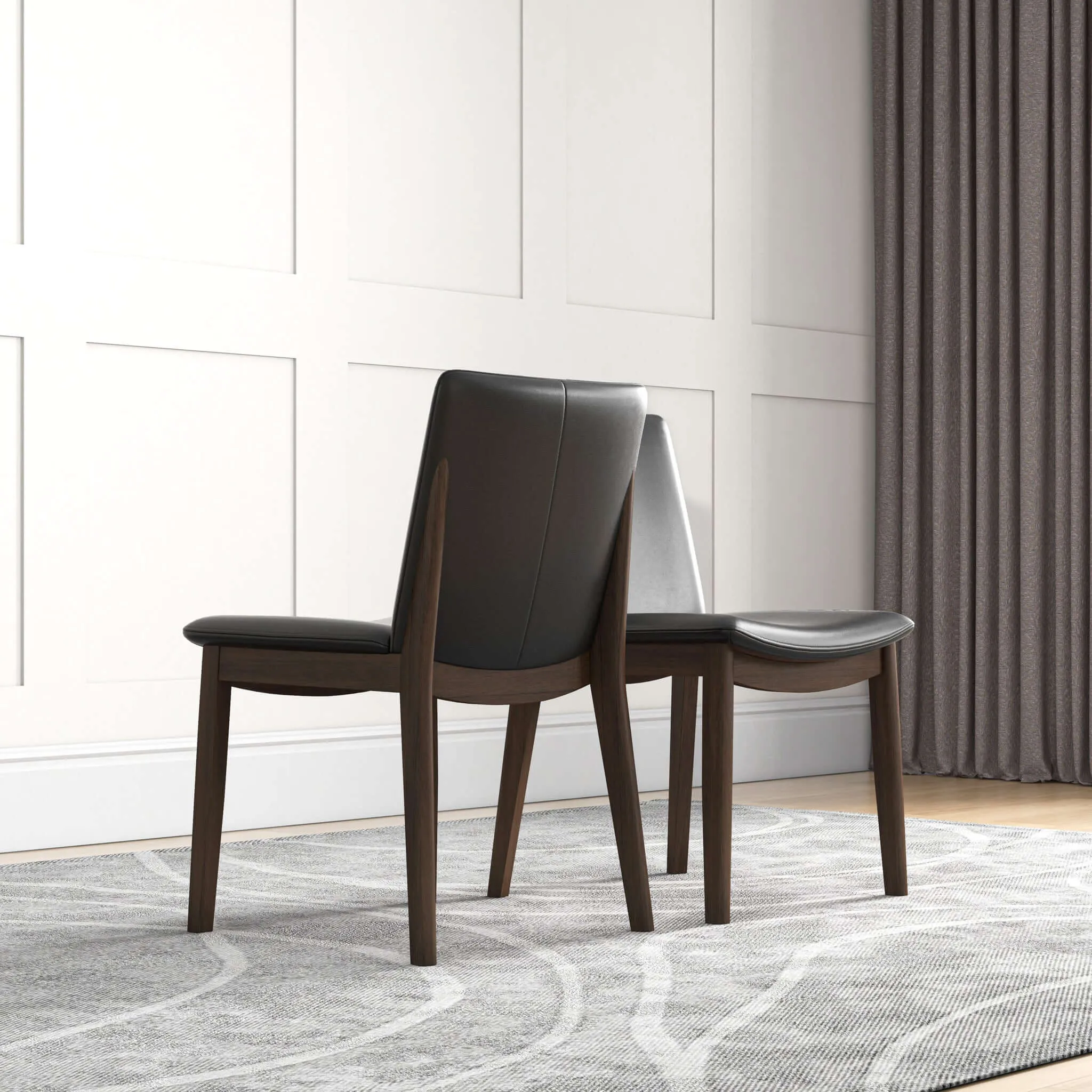 Laura Mid-Century Modern Solid Wood Dining Chair (Set of 2) Burnt Orange Velvet